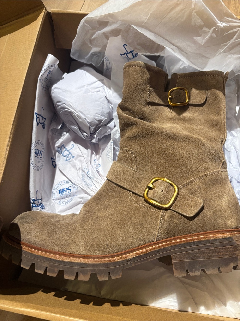 Sofft waterproof Brown Suede Buckle Boots - Picture 5 of 6